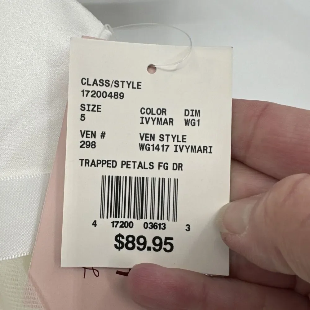 David's Bridal Flower Girl Dress Trapped Petals‎ Size 5 Wedding Navy Blue NWT - Picture 4 of 10